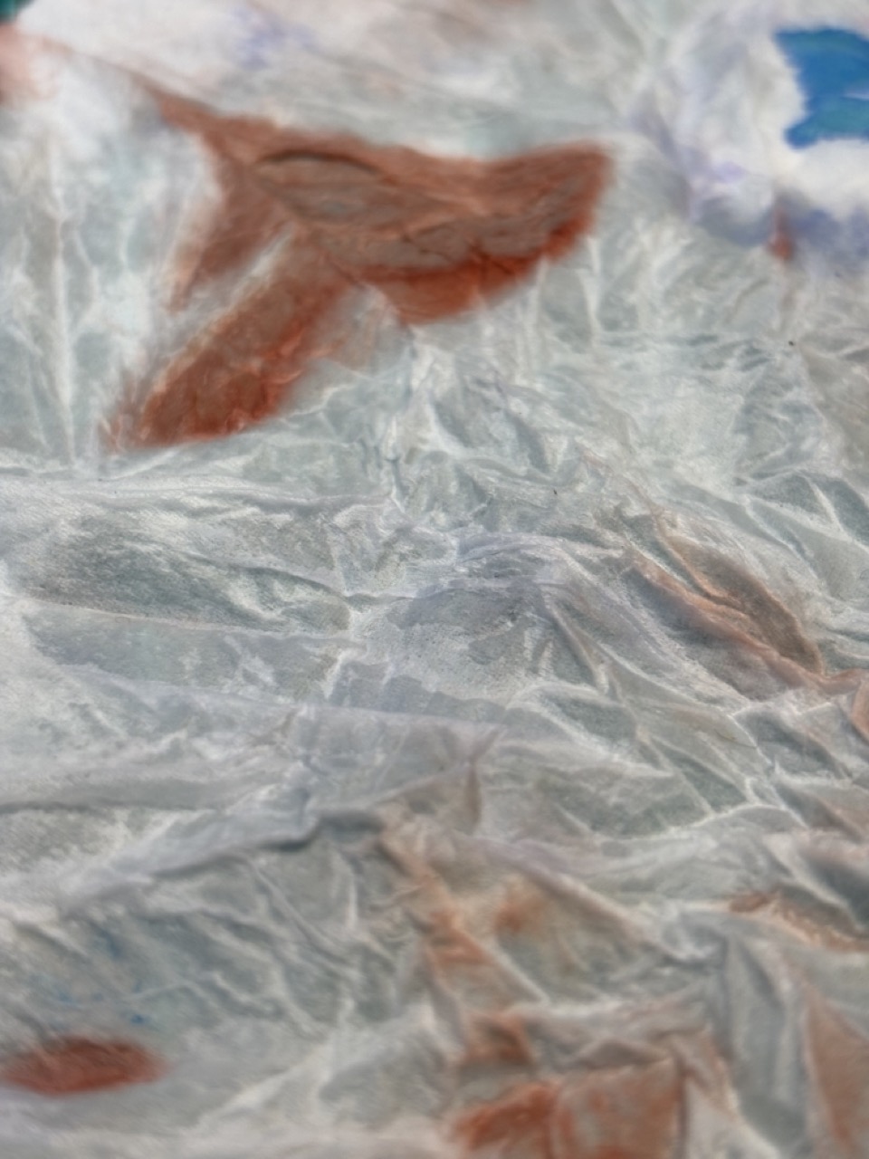 Studio work in progress, ink stained tissue paper