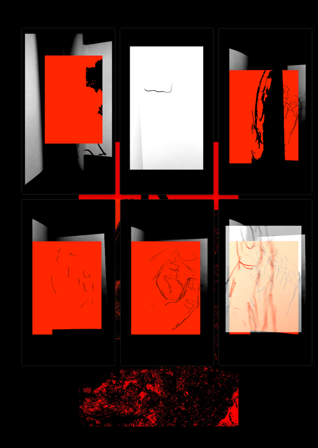 Studio work in progress, video animation collage