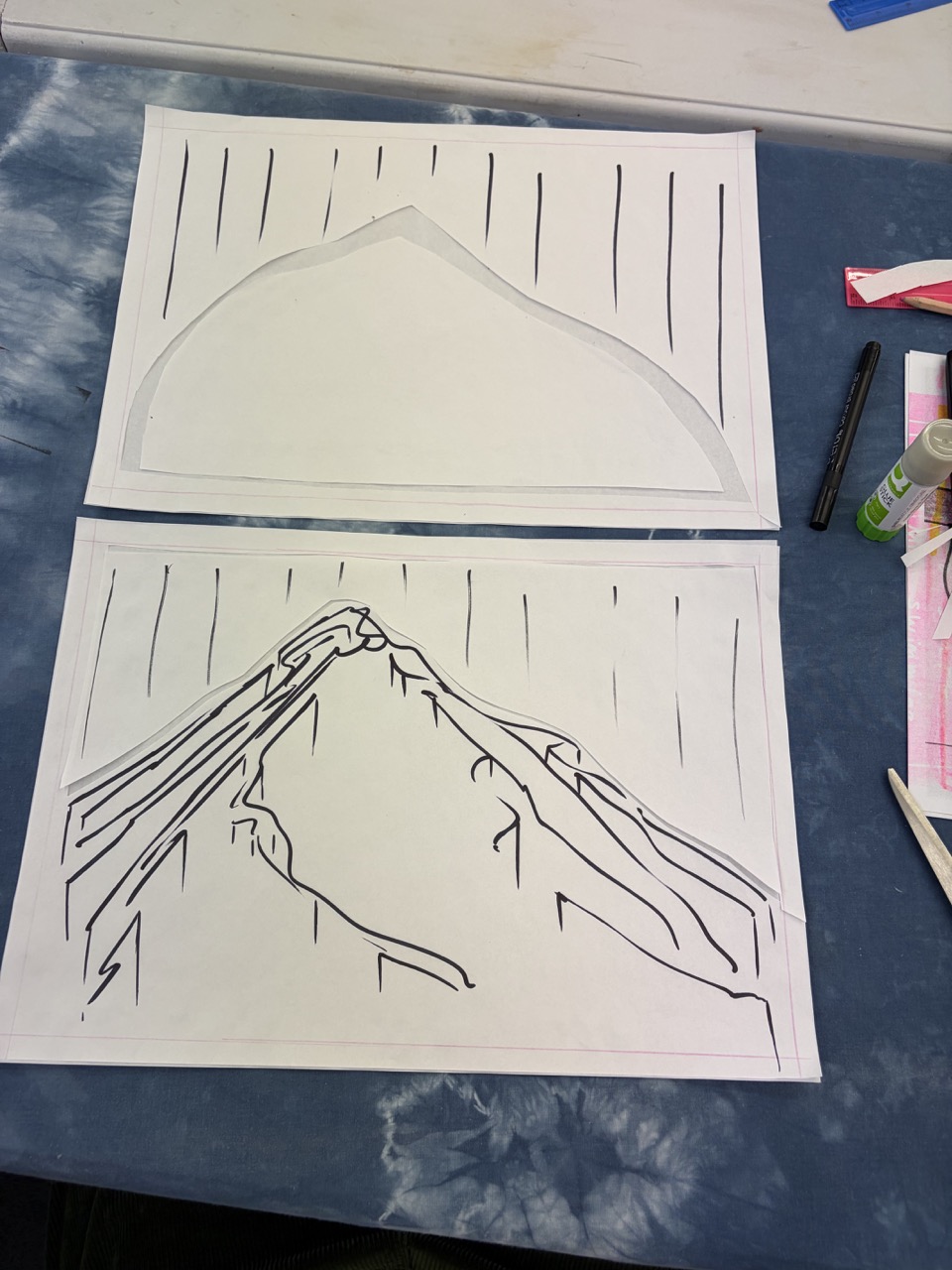 Studio work in progress, risograph printmaking