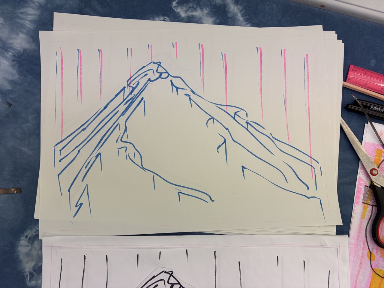 Studio work in progress, risograph printmaking